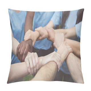 Personality  Hands Of Young People Joined In Circle Pillow Covers