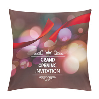 Personality  Grand Opening Invitation Card With Spotlights, Red Silk Ribbon And Scissors Pillow Covers