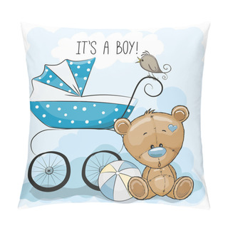Personality  Teddy Bear With Baby Carriage Pillow Covers