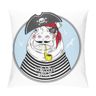 Personality  Hippo Pirate Animal Pillow Covers