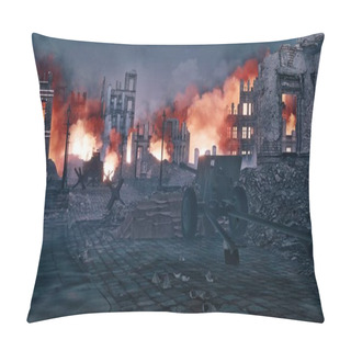 Personality  Destroyed Burning City In Ruins After World War 2 Pillow Covers