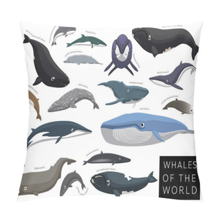 Personality  Whales Of The World Set Cartoon Vector Character Pillow Covers