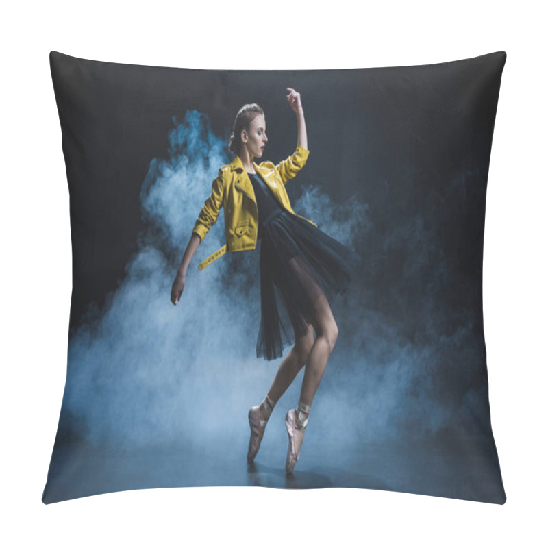 Personality  Ballet Dancer In Leather Jacket Pillow Covers