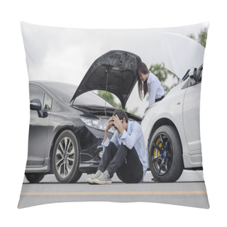 Personality  Upset Of A Driver After Traffic Accident Pillow Covers