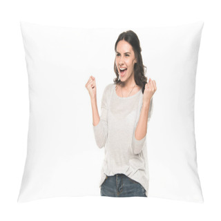 Personality  Attractive Excited Woman Pillow Covers