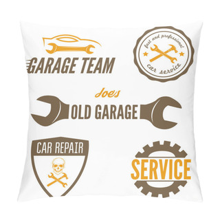 Personality  Set Of Logo, Badge, Emblem And Logotype Element For Mechanic, Garage, Car Repair And Auto Service Pillow Covers
