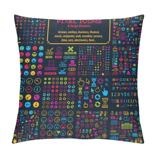 Personality  Pixel Web Icons Set Pillow Covers