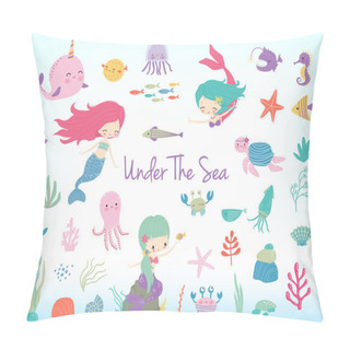Personality  Mermaids, Sea Animals And Sea Plants Pillow Covers