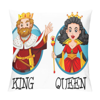 Personality  King And Queen On Round Badges Pillow Covers