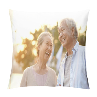 Personality  Outdoor Portrait Of Happy Senior Asian Couple Pillow Covers