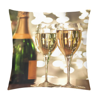 Personality  Glasses Of Champagne And Bottle Pillow Covers