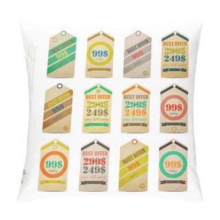 Personality  Set Of Vintage Style Paper Tags Isolated On White Background. Vector Price Labels Design Pillow Covers