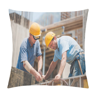 Personality  Construction Workers Working On Cement Formwork Frames Pillow Covers