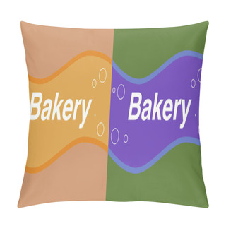 Personality  Set Of Brown And Green Bakery Labels With Waves And Bubbles Pillow Covers