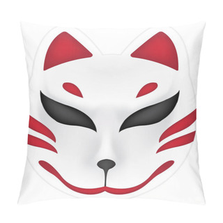 Personality  Japan Fox Kitsune Mask On White Background Pillow Covers