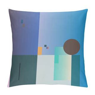 Personality  Modern Art Pattern Inspired By Bauhaus Design Made With Abstract Geometric Shapes And Bold Forms. Digital Graphics Elements For Poster, Cover, Art, Presentation, Prints, Fabric, Wallpaper And Etc. Pillow Covers