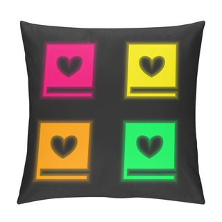Personality  Book Of Love Four Color Glowing Neon Vector Icon Pillow Covers