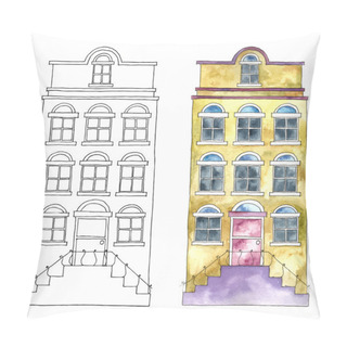 Personality  Watercolor Buildings. Pillow Covers