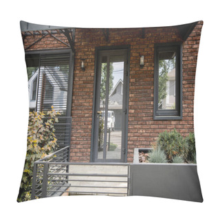 Personality  Entrance Of City Cottage, Brick Walls, Glass Doors, Contemporary Design Pillow Covers