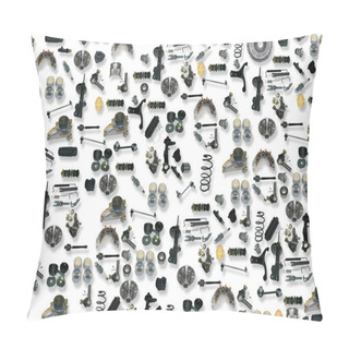 Personality  Spare Parts Car On The White Background Pillow Covers