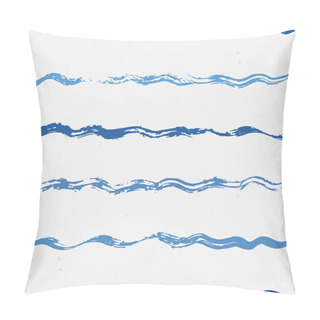 Personality  Blue Brush Wavy Lines Pillow Covers