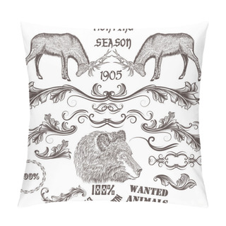 Personality  Collection Of Vector Hand Drawn Animals And Floral Swirls For De Pillow Covers