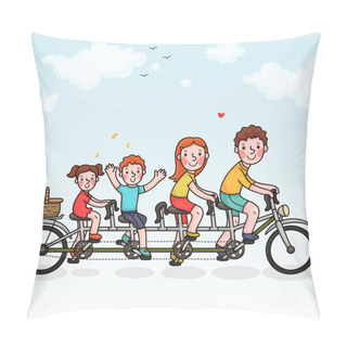 Personality  Family Tandem Bicycle Pillow Covers