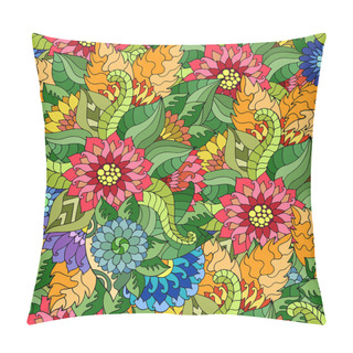 Personality  Vector Seamless Texture With Abstract Flowers And Leaves. Pillow Covers