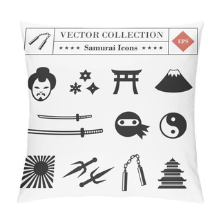 Personality  High Quality Vector Set Of Samurai And Ninja Related Icons Pillow Covers