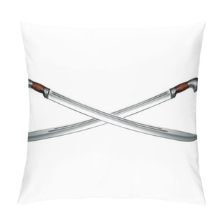 Personality  Two Naked Circassian Cavalry Swords Isolated On White Pillow Covers