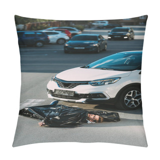 Personality  Dead Body And Car On Road After Traffic Collision  Pillow Covers