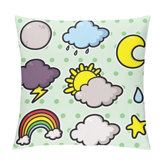 Personality  First Set Of Weather Icons. Pillow Covers