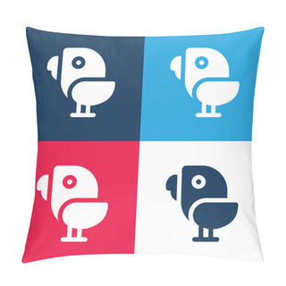 Personality  Bird Blue And Red Four Color Minimal Icon Set Pillow Covers