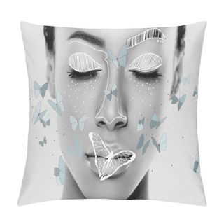 Personality  African Girl With Butterflies  Pillow Covers