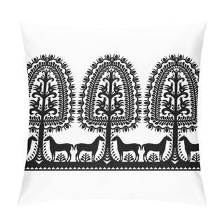 Personality  Seamless Polish Folk Art Black Pattern Pillow Covers
