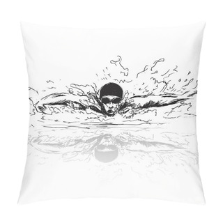 Personality  Hand Sketch Swimmer Pillow Covers