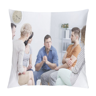 Personality  Focused Man Talking To People Pillow Covers