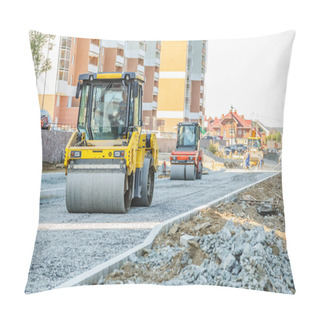 Personality  Road Roller At Road Pillow Covers