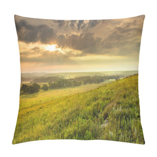 Personality  Dramatic Sunrise Over The Kansas Tallgrass Prairie Preserve National Park Pillow Covers