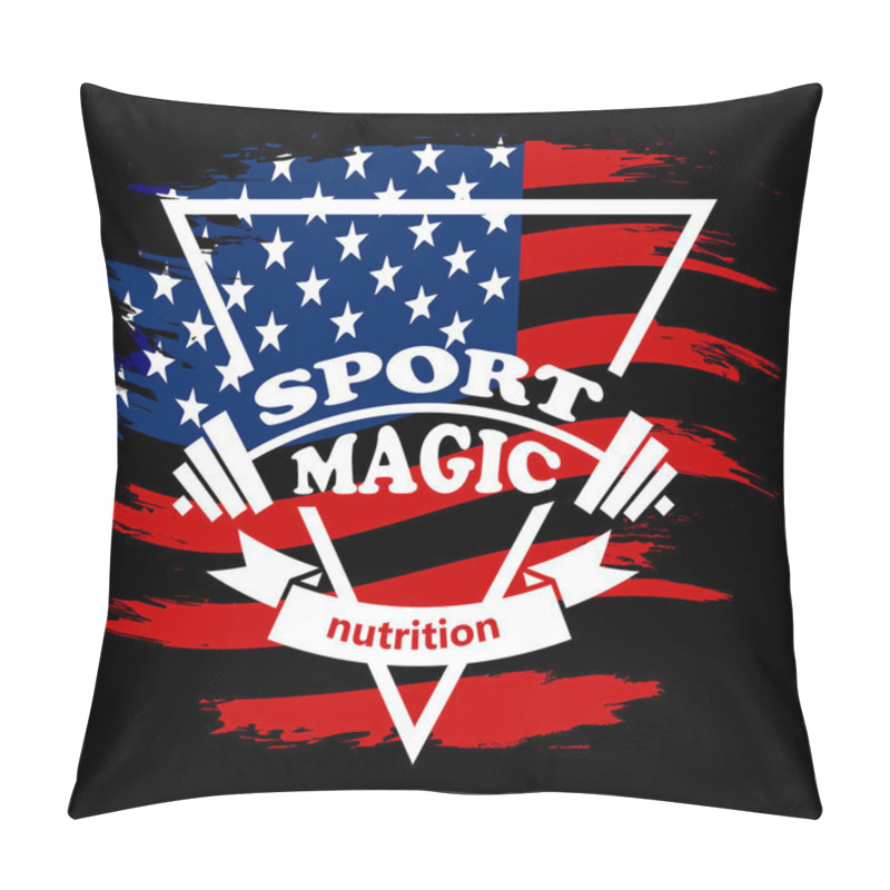Personality  Barbell Kettlebell With Grunge Stars And Stripes Usa Flag, Template Design. Vector Concept Element,logo,emblem Pillow Covers