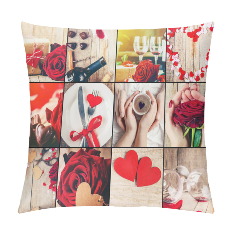 Personality  Collage of love and romance. Selective focus. pillow covers
