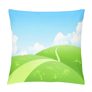 Personality  Curved Path Over Green Landscape Pillow Covers