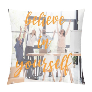 Personality  Happy Business Team Celebrating Success Pillow Covers