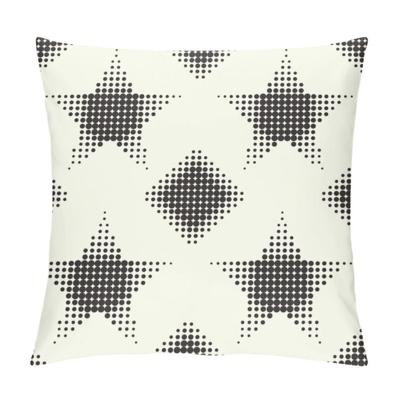 Personality  Seamless pattern with stars and diamonds. Vector halftone dots. pillow covers