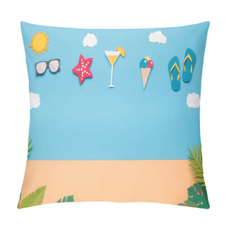 Personality  Creative Wallpaper With Party Beach Accessories In The Sky Pillow Covers