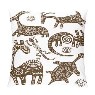 Personality  Set Of Vector African Traditional Patterns With Animals  Pillow Covers