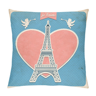 Personality  Vintage Greeting Card In French Style. Pillow Covers
