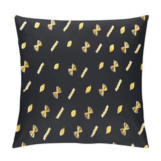 Personality  Flat Lay Of Different Kinds Of Pasta Isolated On Black Pillow Covers
