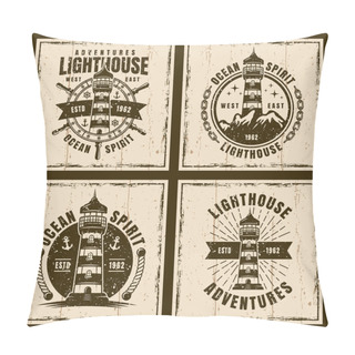 Personality  Lighthouse Four Nautical Vector Vintage Emblems Pillow Covers