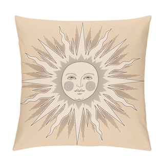Personality  Vintage Sun With The Face Pillow Covers
